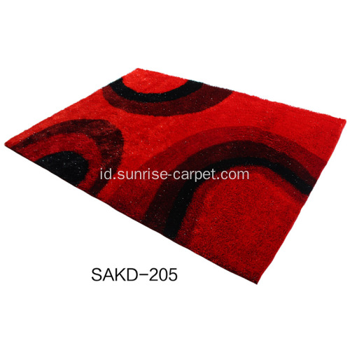 Polyester 1200D Silk Shaggy Karpet dengan Pola Fantastis